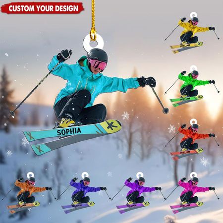 Personalisierter Ski-Weihnachtsschmuck, Geschenke für Skifahrer und Snowboarder